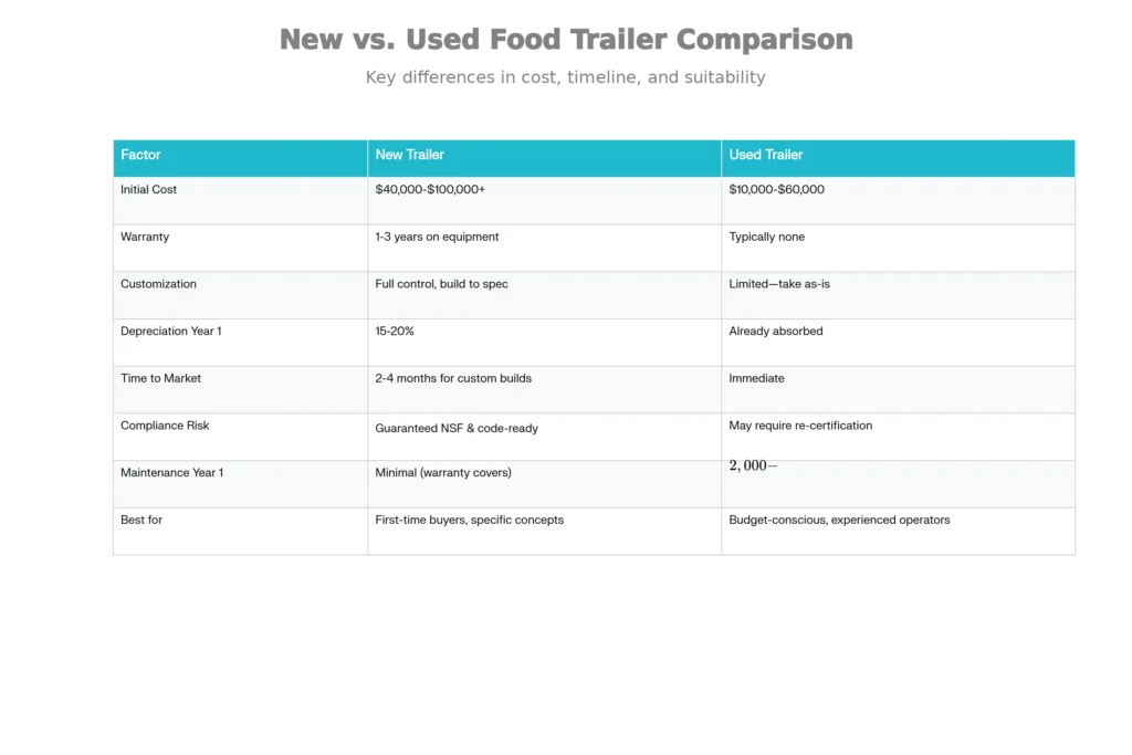 New vs. Used Food Trailers Direct Comparison of Key Factors

